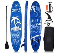 COSTWAY Planche de Paddle Board Gonflable | Paddle Flottant Réglable Aluminium Accessoires Complets Sac à Dos Leash Pompe à Main Corde de Sécurité Deck Antidérapant