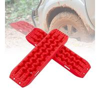 COSTWAY Planche de Récupération Tout-Terrain 2 Pièces, Tapis de Traction en Nylon Charge 10 T, Récupération de Véhicules dans Neige Boue et Sable (Rouge, 107 x 31 x 7 cm)