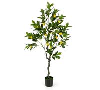 COSTWAY Plante Artificielle avec Pot Rempli de Ciment, Citronnier Artificiel avec Plante Verte Tronc Réaliste Mousse Simulée, Fausse Arbre Décoration du Magasin Bureau Maison (120 CM)