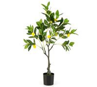 COSTWAY Plante Artificielle avec Pot Rempli de Ciment, Citronnier Artificiel avec Plante Verte Tronc Réaliste Mousse Simulée, Fausse Arbre Décoration du Magasin Bureau Maison (80 CM)