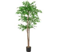 COSTWAY Plante artificielle Bambou, Arbre artificiel de 150 cm avec pot, tiges et feuilles, Plante artificielle Bambou Arbre décoratif Bamboo, Plante d'intérieur Déco, Vert