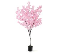 COSTWAY Plante Artificielle en Pot Remplies de Ciment 190CM avec 900 Fleurs Roses, Fausse Cerisier avec Troncs de PE Simulés, Décoration Moderne pour Salon Balcon Bureau