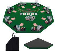 COSTWAY Plateau de table de poker pliable de 120 cm pour 8 joueurs, support de table portable Texas Hold'em avec sac de transport, porte-gobelets & compartiments à jetons