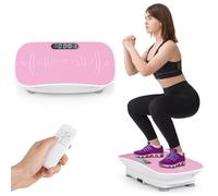 COSTWAY Plateforme Vibrante Perte de Poids, Plaque Vibrante Fitness avec 10 Intensités de Vitesse Télécommande Écran LED, Appareil d'Entraînement Connexion sans Fil (Rose+Blanc)