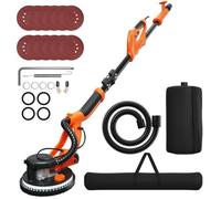 COSTWAY Ponceuse Girafe Murale 750W Ø 225mm Aluminium 6 Vitesses Variables Lumières LED Manche Télescopique 12 Disques Abrasifs