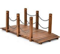 COSTWAY Pont en bois avec balustrade en plastique, pont de jardin, pont d'étang, pont décoratif pouvant supporter jusqu'à 120kg, pont décoratif pour jardin, étang, ruisseau, ferme 151x67x55cm