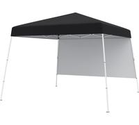 COSTWAY Pop up Pavillon 3x3m, Pavillon pliable avec 1 paroi latérale, sac à dos portable & 4 ancrages de terre, Tente de jardin étanche à l'eau protection solaire Tente de fête noire