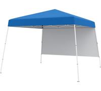 COSTWAY Pop up Pavillon 3x3m, Pavillon pliable avec 1 paroi latérale, sac à dos portable & 4 ancrages de terre, Tente de jardin étanche à l'eau protection solaire Tente de fête bleue