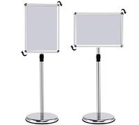 COSTWAY Porte Affiche sur Pied A3, Présentoir sur Pied Rotation 360 Degrés, Hauteur Réglable 89,5-134 cm, Cadre en Alliage d'Alu, Tube en Acier INOX, Support Affichage A3 Intérieur Extérieur, Argent