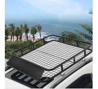 COSTWAY Porte-Bagages de Toit pour Voiture en Métal 122,5x102CM avec Déflecteur d’Air Capacité 75 KG Noir Accessoires Automobiles