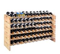 COSTWAY Porte-Bouteilles en Bois de Pin pour 72 Bouteilles Étagère à Vin Modulable 6 Niveaux Casier Empilable 119x29x72 CM