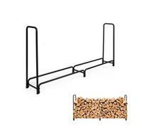 COSTWAY Porte-Bûches de Bois de Chauffage en Métal 245 x 36 x 122,5 cm Charge 500kg Patins Antidérapants Extérieur pour Foyer,