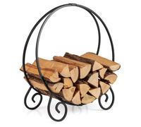 COSTWAY Porte-Bûches de Cheminée en Métal Pliable - Support Rond à Bois de Chauffage Charge Maximale de 270 kg - 59 x 27 x 64 cm