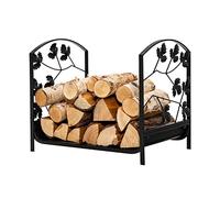 COSTWAY Porte-Bûches en Fer Forgé, Range Bûche pour Intérieur&Extérieur Charge Max 50 kg pour Poêle, Brasero,48 x 34 x 41cm (Déco Feuille d'érable)