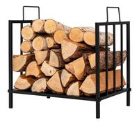COSTWAY Porte-Bûches pour Bois de Chauffage 46 x 31 x 46 cm avec Poignée Portable et Pieds Surélevés Capacité 50 kg en Acier Noir
