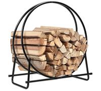 COSTWAY Porte-Bûches Rond pour Bois de Cheminée en Acier 76,5 x 36 x 81,5cm Structure en Forme de A Charge 50 kg