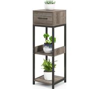 COSTWAY Porte-fleurs à 3 étages avec tiroir et sécurité anti-basculement, escalier pour fleurs jusqu'à 60kg, étagère à fleurs en métal et bois 30,5x30,5x92cm