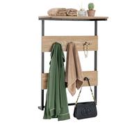 COSTWAY Porte-Manteau Mural 2 en 1, Patère Murale avec Etagère, 6 Crochets Doubles, Cadre en Métal, Installation Facile, Meuble d’Entrée, Patère pour Chambre, Salle de Bain, Cuisine