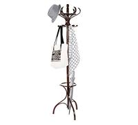 COSTWAY Porte-Manteau sur Pieds en Bois avec 12 Crochets,Porte-Parapluie,Charge Maximale 10KG,180CM de Hauteur pour l’Entrée,Salon,Chambre à Coucher,Bureau (Brun rougeâtre)