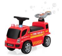 COSTWAY Porteur - Camion de Pompiers pour Enfants, Musique, Phares, Sirène Klaxon, 18-36 Mois, Rouge