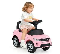 COSTWAY Porteur Enfant avec Volant & Klaxon & Son de Moteur, Voiture à Pousser Enfant avec Coffre sous Siège, Dispositif Anti-retournement, Charge 25kg pour Garçons et Filles de 12-36 Mois (Rose)