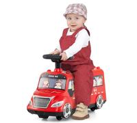 COSTWAY Porteur Enfant en Forme Bus avec Volant & Musique, Voiture à Pousser Bébé avec Bloc Anti-basculement & Stockage Caché, Roues Universelles, Charge 15 kg pour Enfants de 19-36 Mois