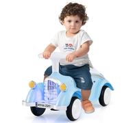 COSTWAY Porteur Enfant Rétro avec Volant & Klaxon & Phares LED, Voiture à Pousser Enfant avec Coffre à Jouets & Siège Incurvé, Charge 15 kg pour Garçons Filles de 19-36 Mois (Bleu)