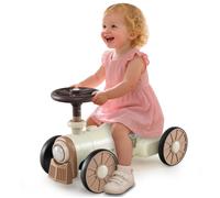 COSTWAY Porteur Enfants avec Volant, Bouton de Sifflet de Train, Espace de Rangement sous le Siège, 61 x 30 x 38 cm Beige