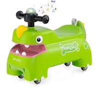 COSTWAY Porteur Enfants avec Volant, Espace de Rangement, Lumières, Musique & Klaxon, pour 18+ Mois, 52 x 23.5 x 38 cm, Vert