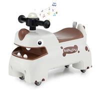 COSTWAY Porteur Enfants avec Volant, Espace de Rangement, Lumières, Musique & Klaxon, pour 18+ Mois, 52 x 23.5 x 38 cm, Blanc