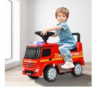 CostwayPorteur pour Enfants 12-36 Mois Voiture de Pompiers avec Espace de Rangement-Sonore et Lumineux Rouge
