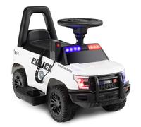 COSTWAY Porteur pour Enfants avec Mégaphone & Autocollant de Police, Musique, Stockage Caché, Jouet Educatif Baby Walker, Blanc