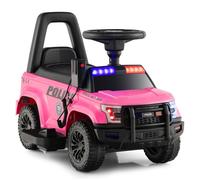 COSTWAY Porteur pour Enfants avec Mégaphone & Autocollant de Police, Musique, Stockage Caché, Jouet Educatif Baby Walker, Rose