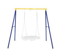 COSTWAY Portique Balançoire Exterieur en Métal avec Cadre en Forme A, Balançoire Enfant Extérieur avec Mousquetons & Capuchons de Pieds, Intérieur Extérieur, Charge 250kg pour Enfants de 3 Ans+