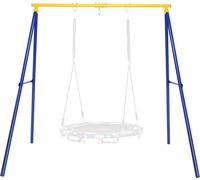 CostwayPortique Métallique de Balançoire en Forme de A avec Piquets d'Ancrage et 2 Méthodes de Fixation