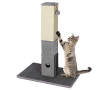COSTWAY Poteau Griffoir pour Chat en Sisal 2 Peigne de Massage en EVA 79cm, Arbre a Chat Pas Cher Base Agrandie 60x40cm, 2 Balles Suspendue, Montage Facile(Modèle 1)