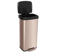 COSTWAY Poubelle Cuisine 68 Litres en Acier Inox, Poubelle Rectangulaire Pédale Amortisseur, Casier pour Désodorisant, Couvercle Fermeture Douce, Anti-Empreintes