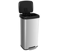 COSTWAY Poubelle Cuisine 68 Litres en Acier Inox, Poubelle Rectangulaire Pédale Amortisseur, Casier pour Désodorisant, Couvercle Fermeture Douce, Anti-Empreintes
