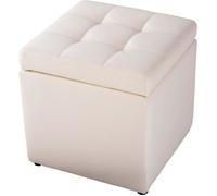 COSTWAY Pouf Coffre Tabouret Siège de Rangement Repose-pied -64 L- 40 x 40 x 40CM en PU Noir Gagner de l'espace Charge max. 150KG