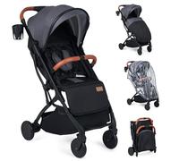 COSTWAY Poussette Canne Bébé avec Capote Réglable & Dossier Inclinable, Poussette Compacte Pliable à une Main, avec Harnais 5 Points, Grand Panier, Porte-Gobelet, Housse Pluie, 0-3 Ans, 15 kg (Gris)