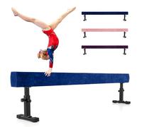 COSTWAY Poutre de Gymnastique de 226 cm, Barre de Gymnastique Hauteur Réglable à 3 Niveaux avec Pieds et Roues en Métal, Équipement d'Entraînement à Domicile pour Enfants Gymnastes (Bleu)