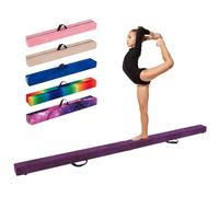 COSTWAY Poutre de Gymnastique Pliable, Barre de Gymnastique au Sol Portable en Mousse avec Housse en Daim Amovible et Fond Antidérapant Poignées, pour Enfants, Gymnastes (270 CM,Violet)