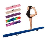 COSTWAY Poutre de Gymnastique Pliable, Barre de Gymnastique au Sol Portable en Mousse avec Housse en Daim Amovible et Fond Antidérapant Poignées, pour Enfants, Gymnastes (270 CM,Bleu)