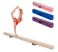 COSTWAY Poutre de Gymnastique Pliable de 210 cm, Barre de Gymnastique au Sol Portable en Flannel Doux avec Poignées de Transport, pour Enfants, Gymnastes (Brun)