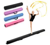 COSTWAY Poutre d'Équilibre Pliable de 210 cm, Barre de Gymnastique au Sol Portable en Mousse avec Housse en Daim Amovible et Fond Antidérapant Poignées, pour Enfants, Gymnastes (Noir)