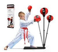 COSTWAY Punching Ball sur Pied pour Enfants avec Hauteur Réglable 85-130 cm, Sac de Frappe avec Base Anti-Dérapante, Soulagement du Stress pour Enfants de 8 Ans+