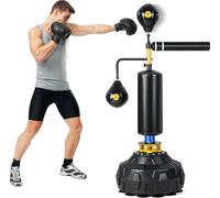 COSTWAY Punchingball debout, barre réflexe 360°, sac de frappe sur pied réglable en hauteur avec 2 balles de vitesse, entraîneur de vitesse de boxe pour la boxe et le MMA