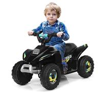 COSTWAY Quad avec Batterie 6V pour Enfant, Quad Électrique avec Marche Avant/Arrière, Fonctionnement Sécurisé et Vitesse Max de 4,5 km/h, Cadeau pour Garçons et Filles, Bleu/Noir/Blanc/Rouge (Noir)