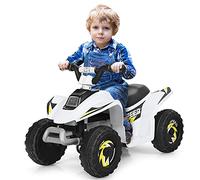 COSTWAY Quad avec Batterie 6V pour Enfant, Quad Électrique avec Marche Avant/Arrière, Fonctionnement Sécurisé et Vitesse Max de 4,5 km/h, Cadeau pour Garçons et Filles, Bleu/Noir/Blanc/Rouge (Blanc)