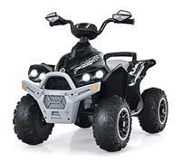 COSTWAY Quad Electrique 12V Enfants avec Panneau de Commande, Voiture Électrique Enfants avec Musique & Lumières LED, Pédale & Klaxon, Démarrage Lent, Charge 35kg pour Enfants de 3-8 Ans (Noir)